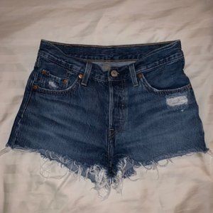 High Waisted Distressed Levi 501 Shorts